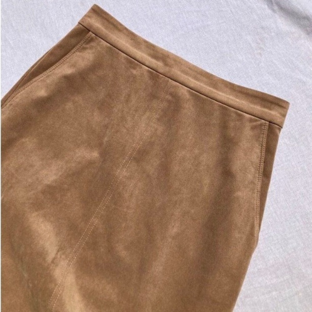 Aritzia WILFRED Faux Suede Brown Vegan Leather A-Line Mini Skirt, Size 2